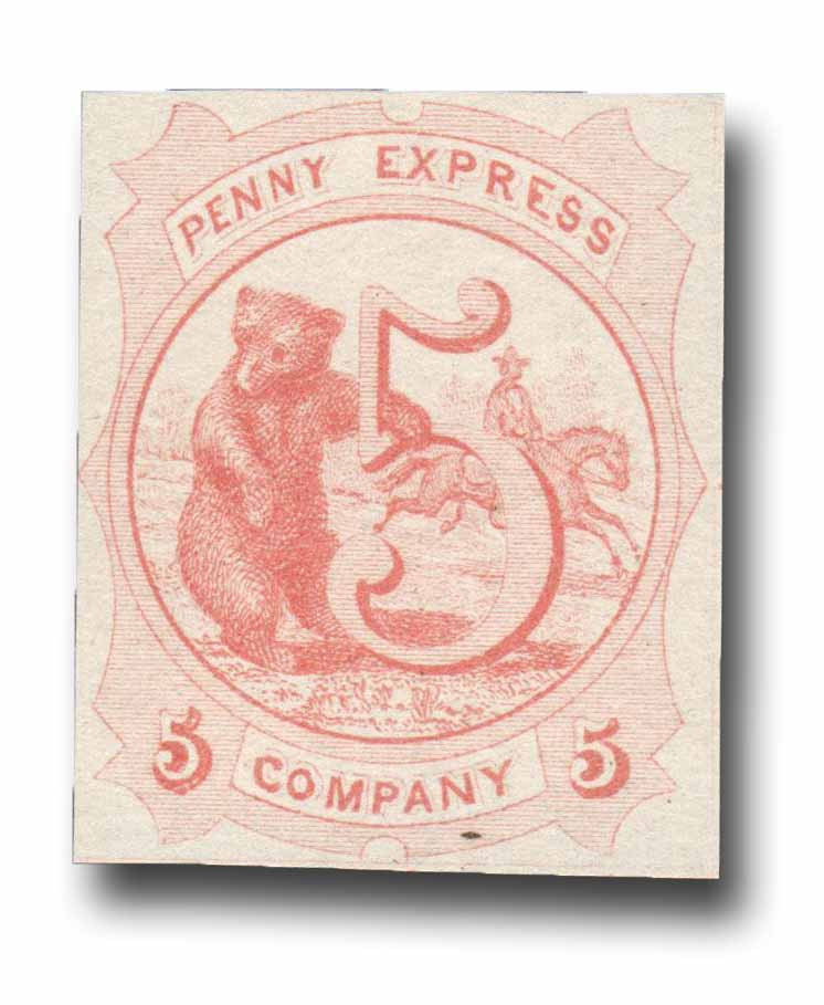 114L3 - 1866 5c Penny Express Co., Red on White Paper