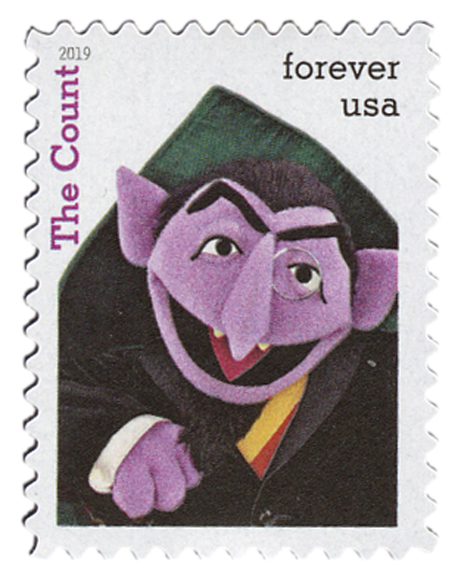 5394f - 2019 First-Class Forever Stamp - Sesame Street: The Count