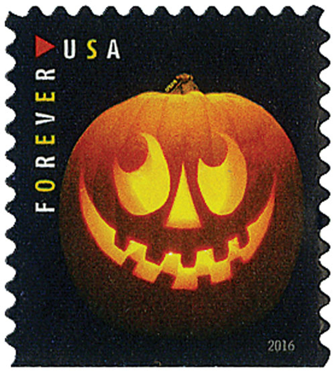 5140 - 2016 First-Class Forever Stamp - Jack-O'-Lanterns: Round Eyes and Nine Teeth