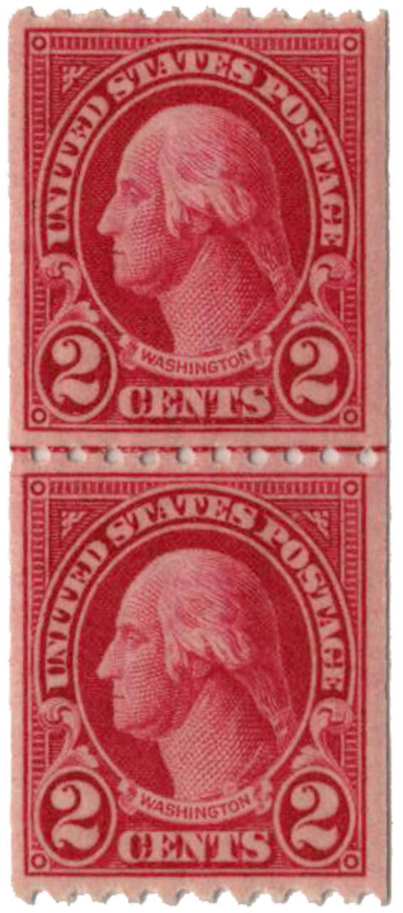 606a - 1923 2c Washington , Carmine Lake, Perf. 10 Horizontally