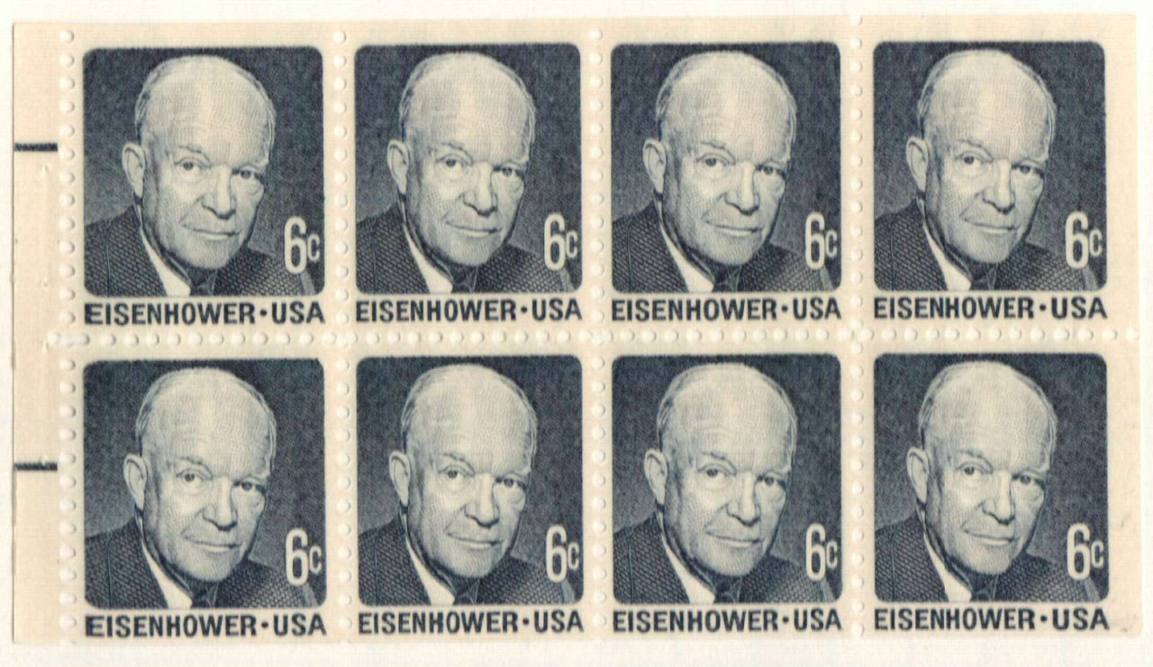 1393a - 1970 6c Dwight D. Eisenhower, Booklet Pane of 8 Stamps