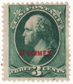 207SD - 1881-82 3c Washington, Blue Green, Specimen Type D