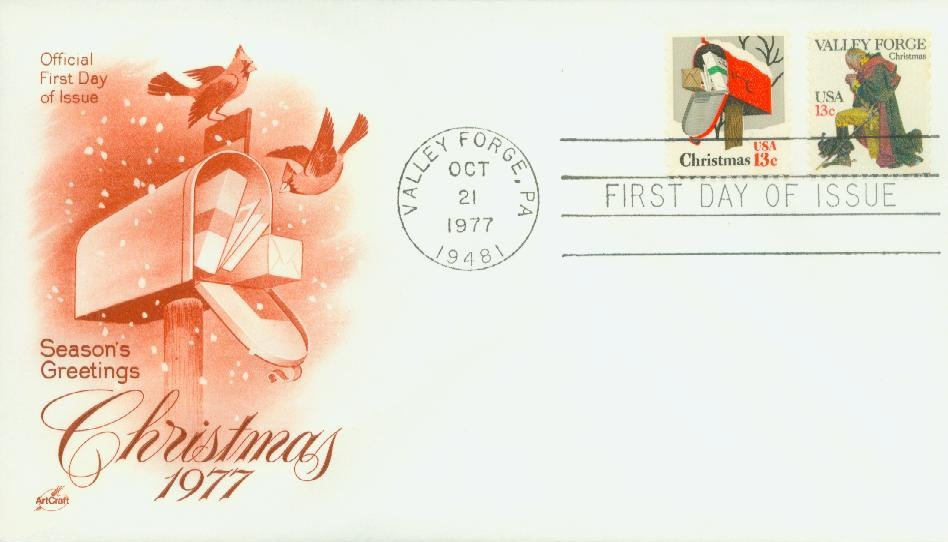 1729-30 - 1977 13c Christmas, First Day Cover