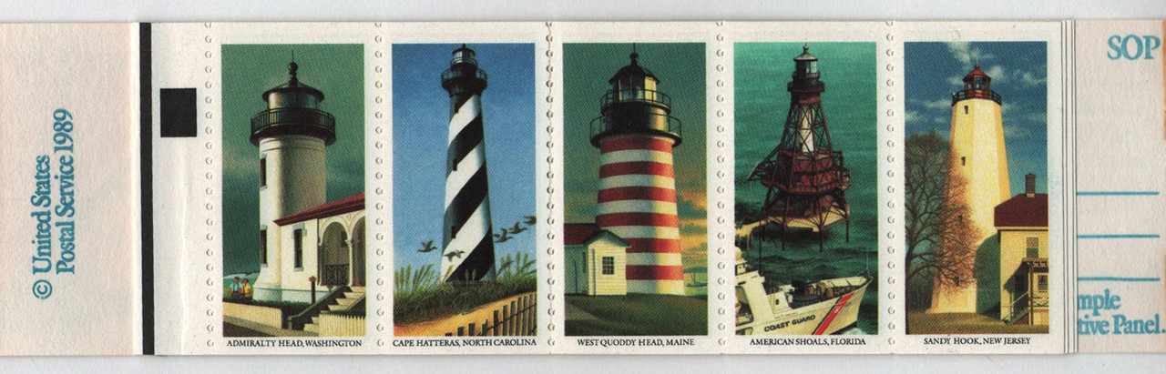 2474b - 1990 25c East Coast Lighthouses, White Omitted Error