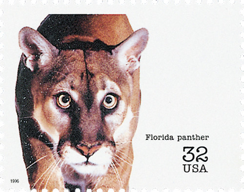 名護蘭豹柄　最終出品 3105m - 1996 32c Endangered Species: Florida Panther - Mystic