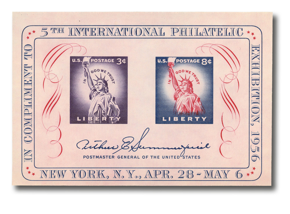 1075 - 1956 FIPEX Souvenir Sheet - Mystic Stamp Company