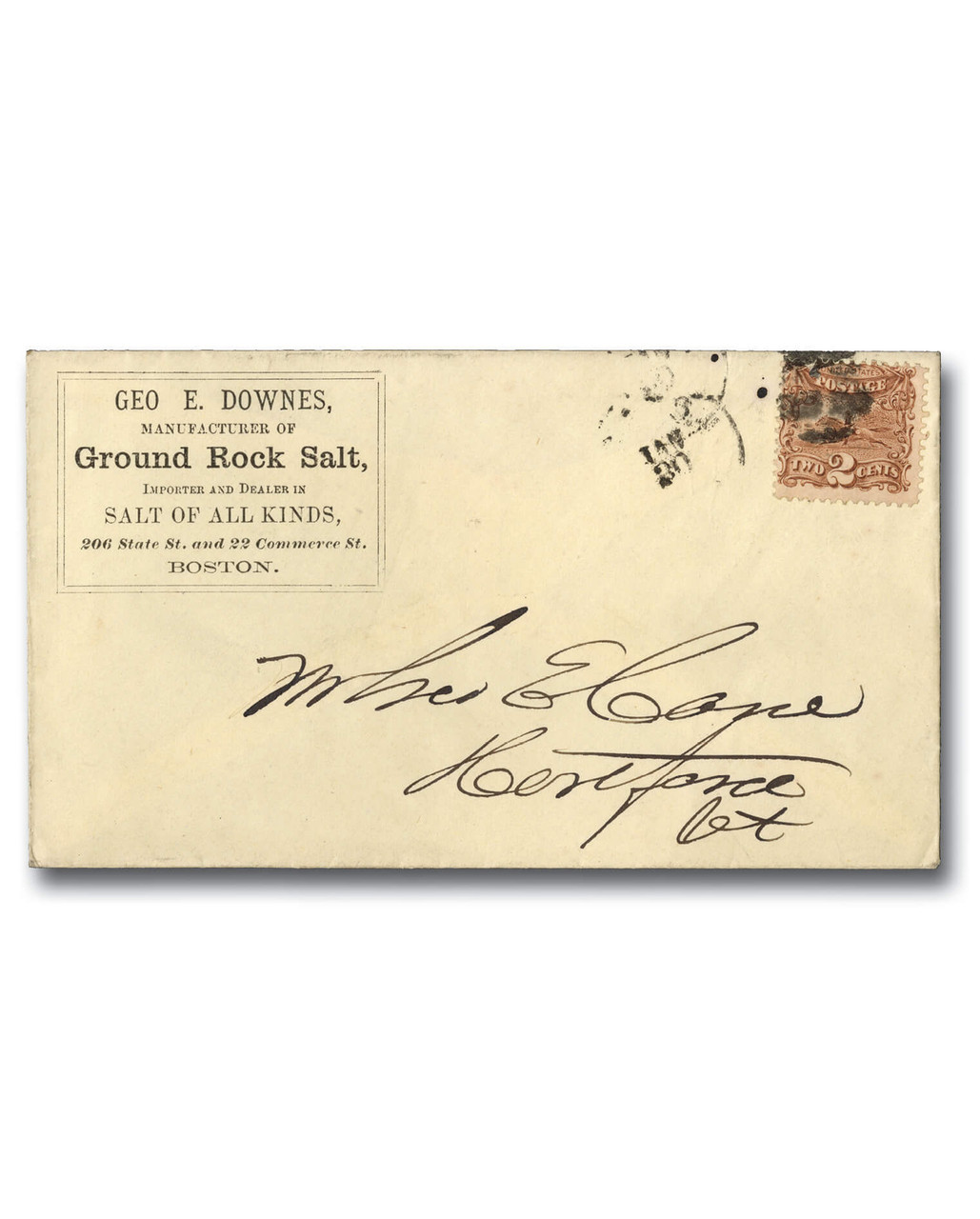 MA2002 - US #113 on Geo E. Downes Advertising Cover, Boston, MA