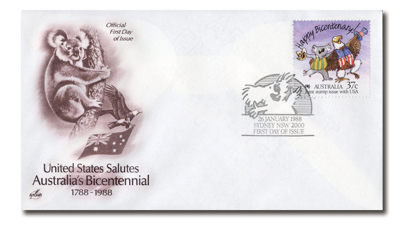 AC551 - 1/26/1988, Australia #1052 Joint Issue United States Salutes Australia's Bicentennial