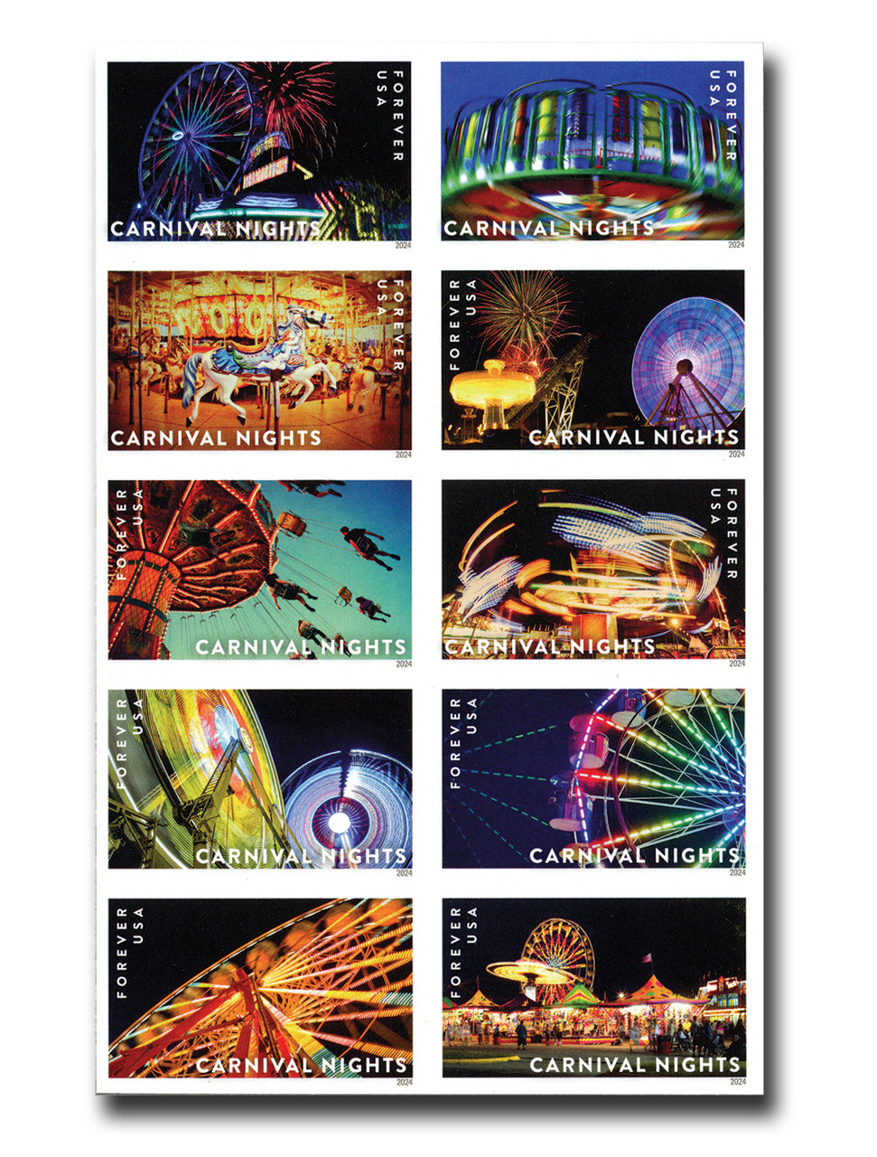 5855-64c - 2024 First-Class Forever Stamps - Imperforate Carnival Nights