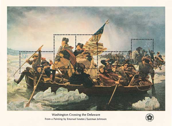 1688 - 1976 24c Washington Crosses the Delaware, Souvenir Sheet of 5