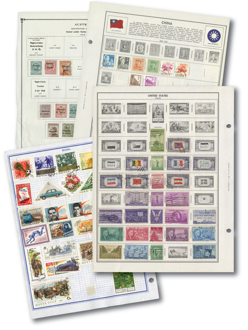 M11594 - Over 1lb. Album pages with Stamps, Mint and Used Singles and Sets