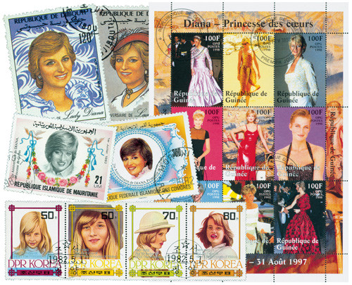MP1137 - Princess Diana, 100 Different Stamps - Mystic Stamp Company