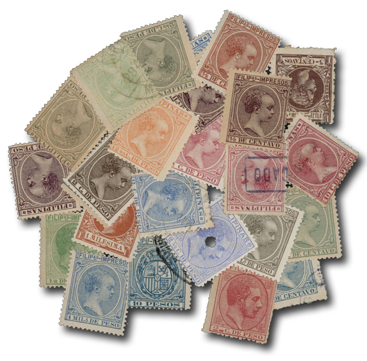 MP1867 - Spanish Colonies Philippines, 25 Different Stamps