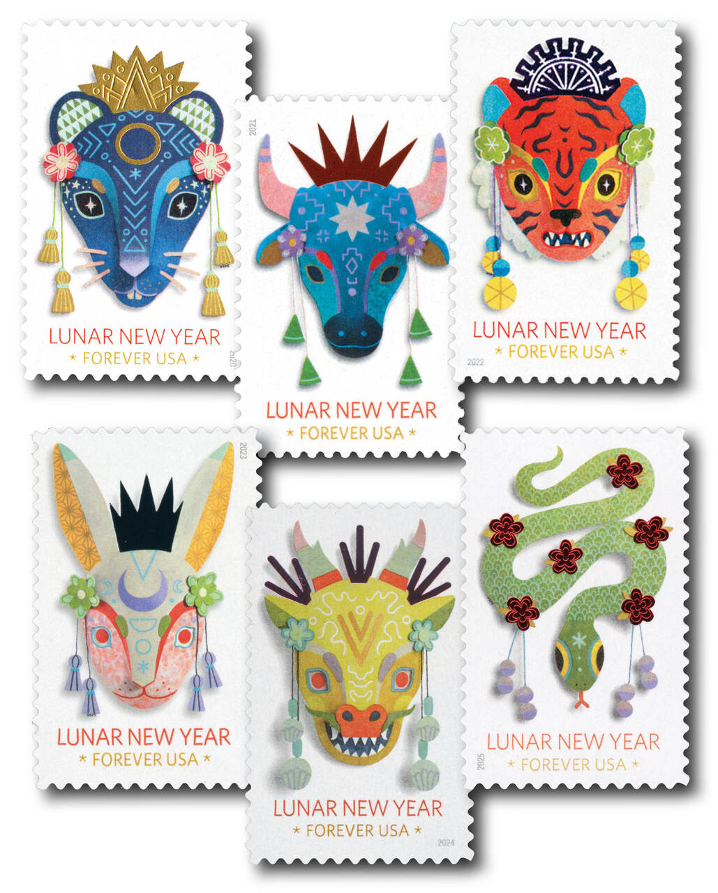 その他 NAGNAGNAG with Wanto US MAIL series 2020 5428/5952 - 2020-25 Lunar New Year Collection, 6 Stamps - Mystic