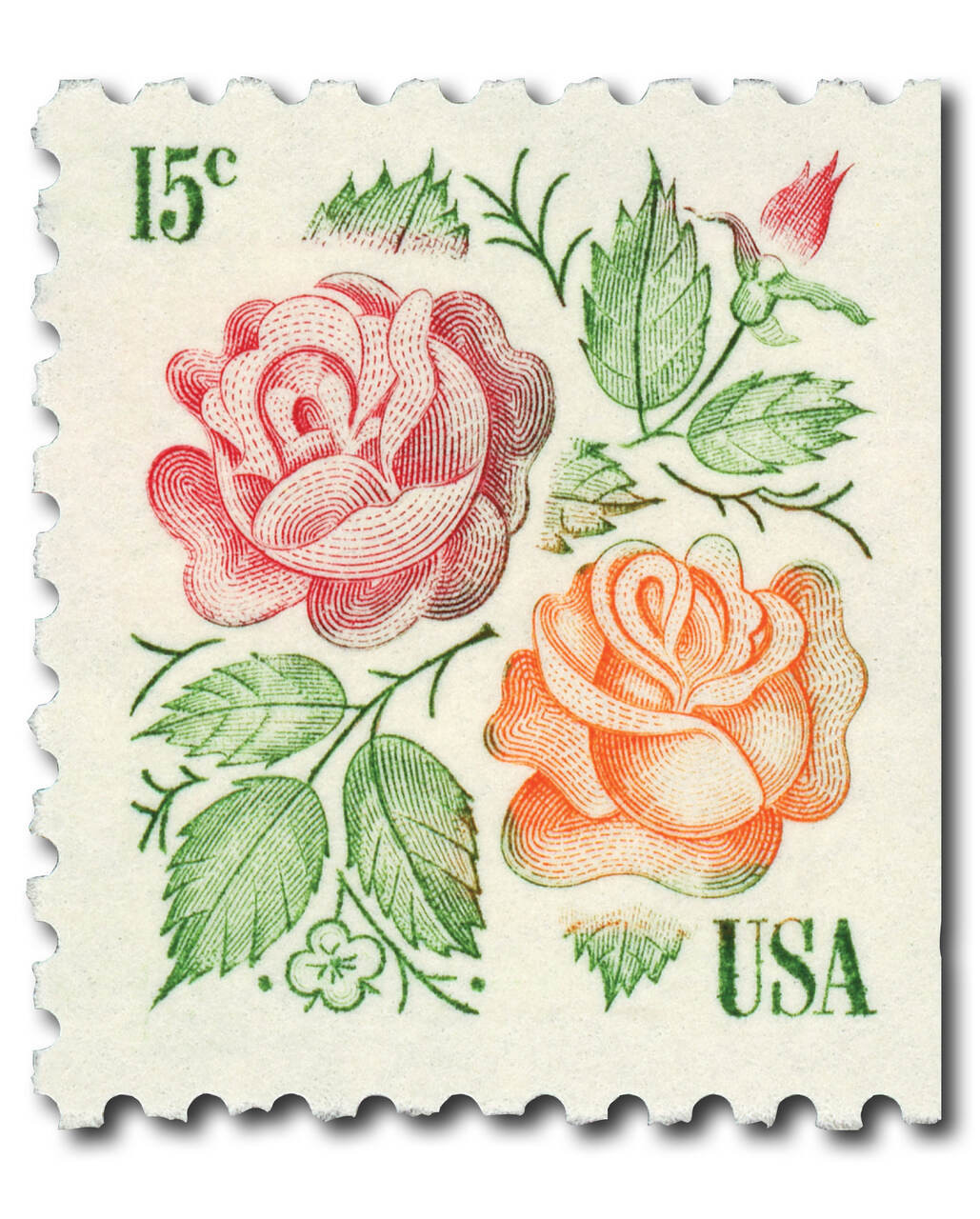 コレクション Limited rare stamps 15 stamps 1737 - 1978 15c Medallion Roses - Mystic Stamp Company