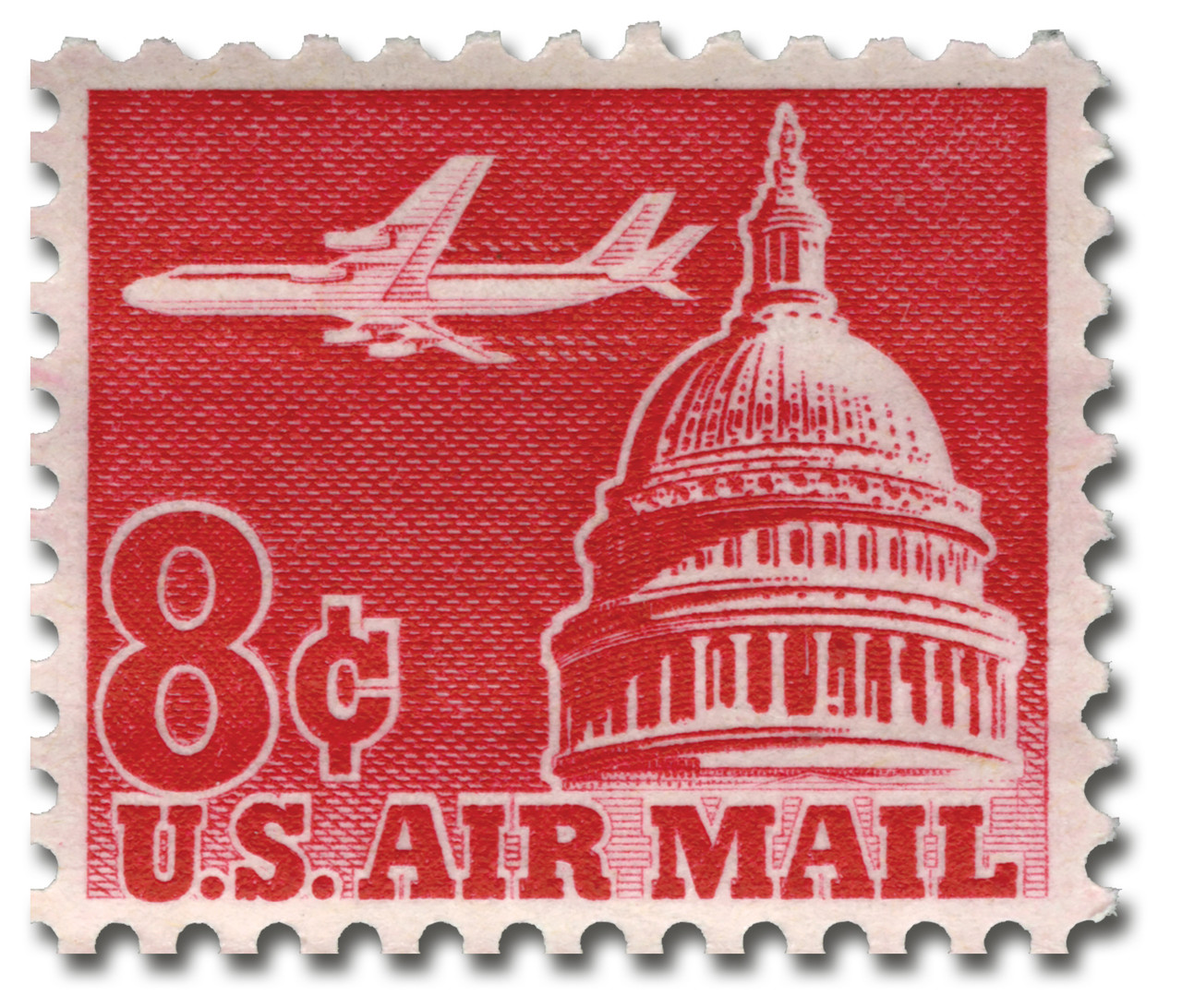 C64 - 1962 8c Airliner & Capitol Dome, Carmine, Perf. 10.5x11