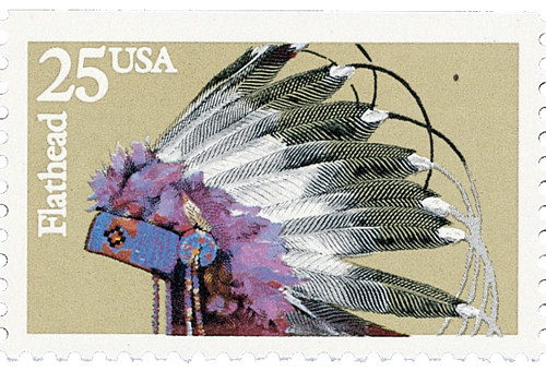 2504 - 1990 25c Headdresses: Flathead - Mystic Stamp Company