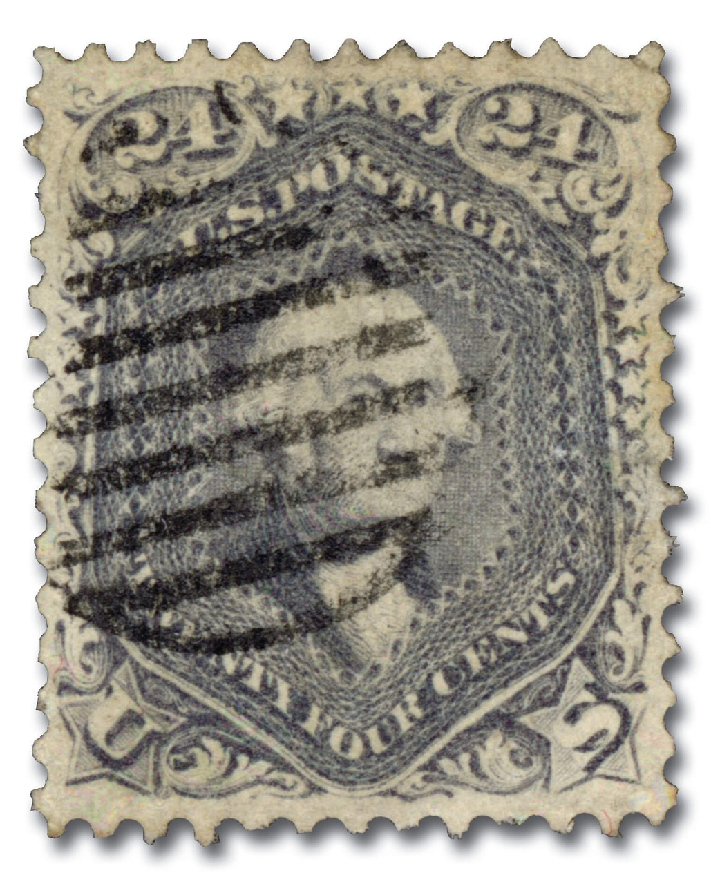 70d - 1861 24c Washington, Pale Gray Violet, Perf. 12