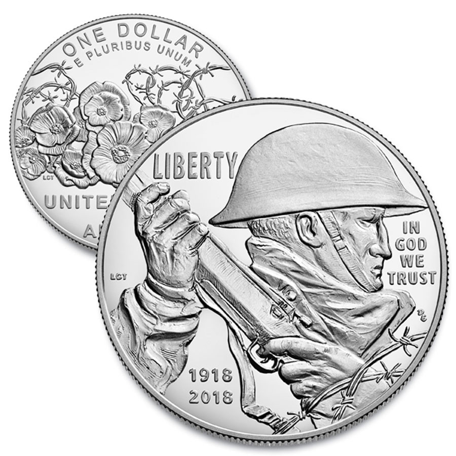 CNSE5 - 2018 Centennial World War One Silver Proof Dollar - Mystic