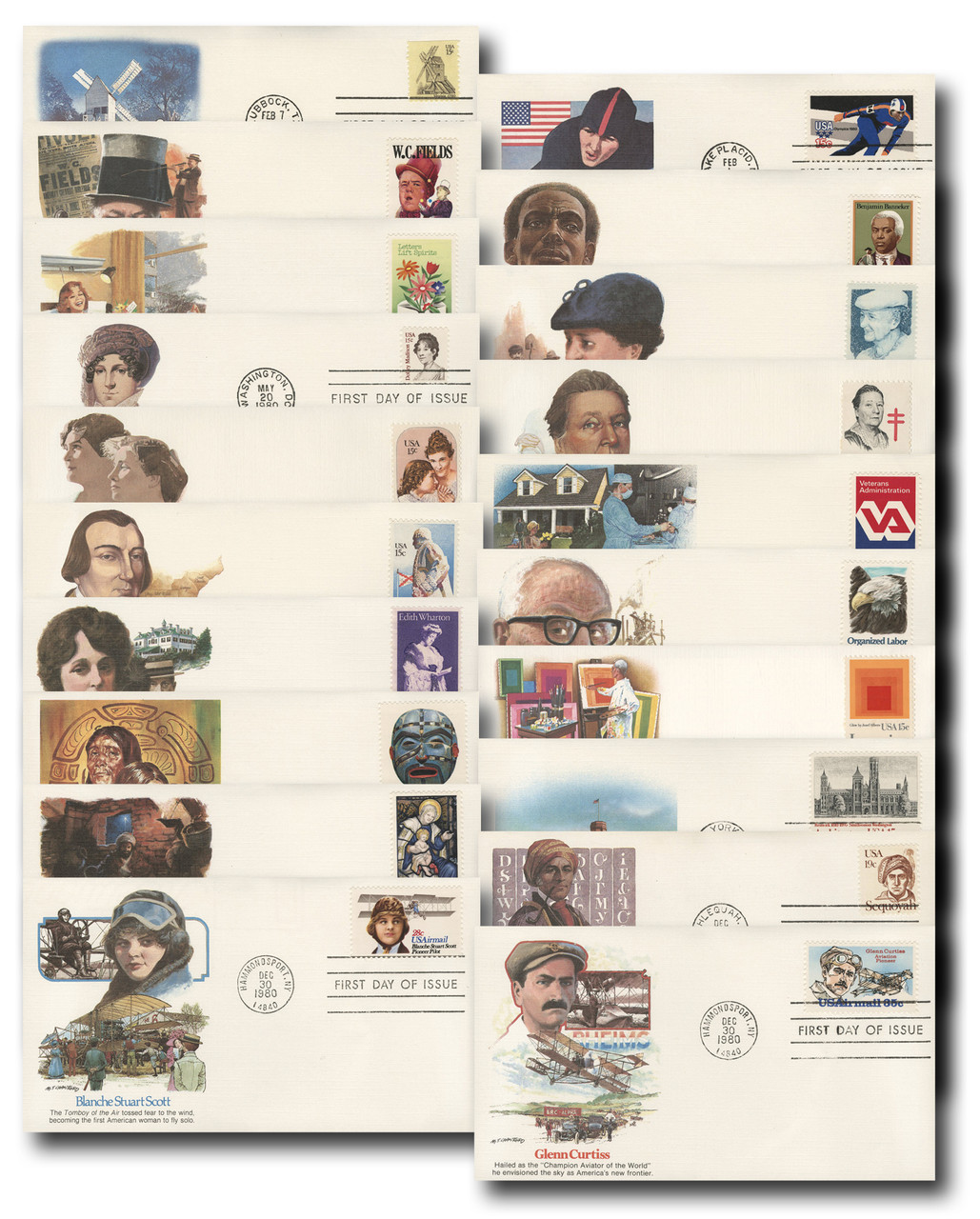 1738//C100 - 1980s First Day Covers, Set of 44