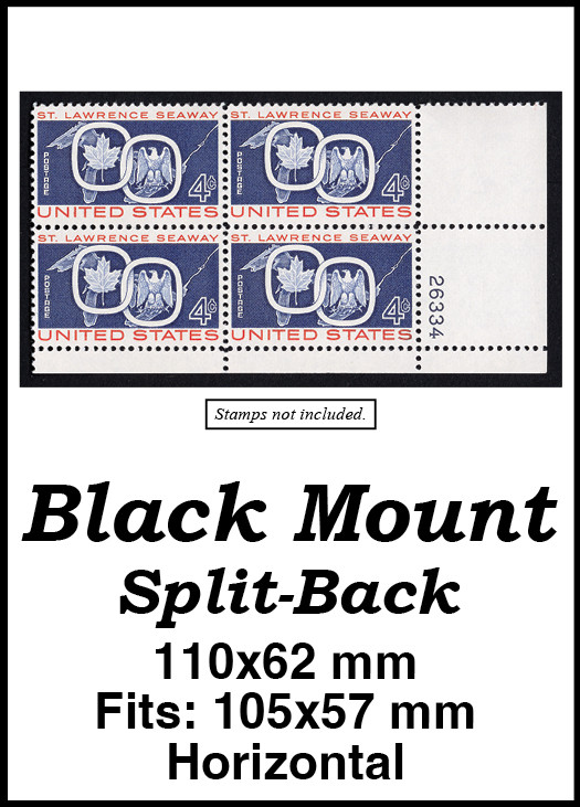 MM631 - 110x62mm 20 Horizontal Black Split-Back Mounts - Mystic