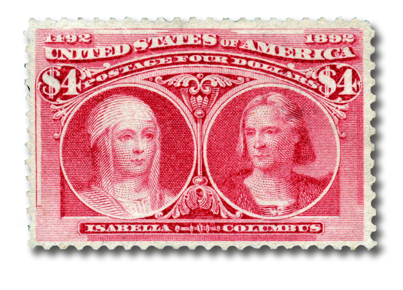 244 - 1893 $4 Queen Isabella and Columbus, Crimson Lake