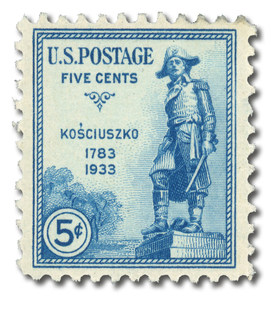 734 - 1933 5c General Tadeusz Kosciuszko, Blue - Mystic
