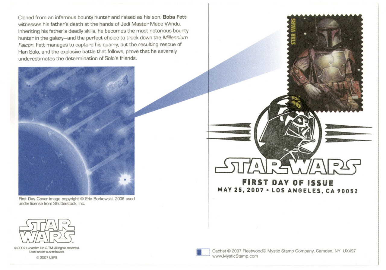 UX497 - 2007 26c Star Wars, Boba Fett, First Day Issue Postal Card