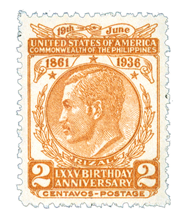 PH402 - 1936 2c Jose Rizal 75th Birthday Anniversary, Yellow Brown, Commonwealth of the Philippines