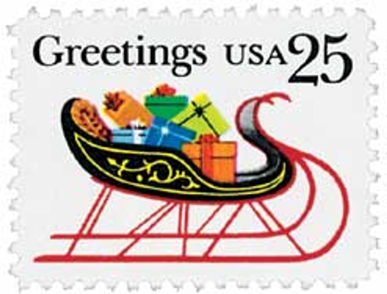 2428 - 1989 25c Sleigh with Presents
