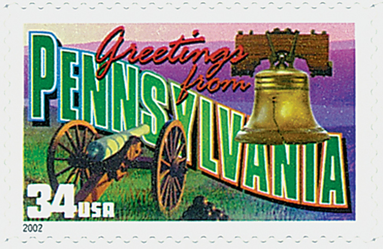 3598 - 2002 34c Greetings From America: Pennsylvania