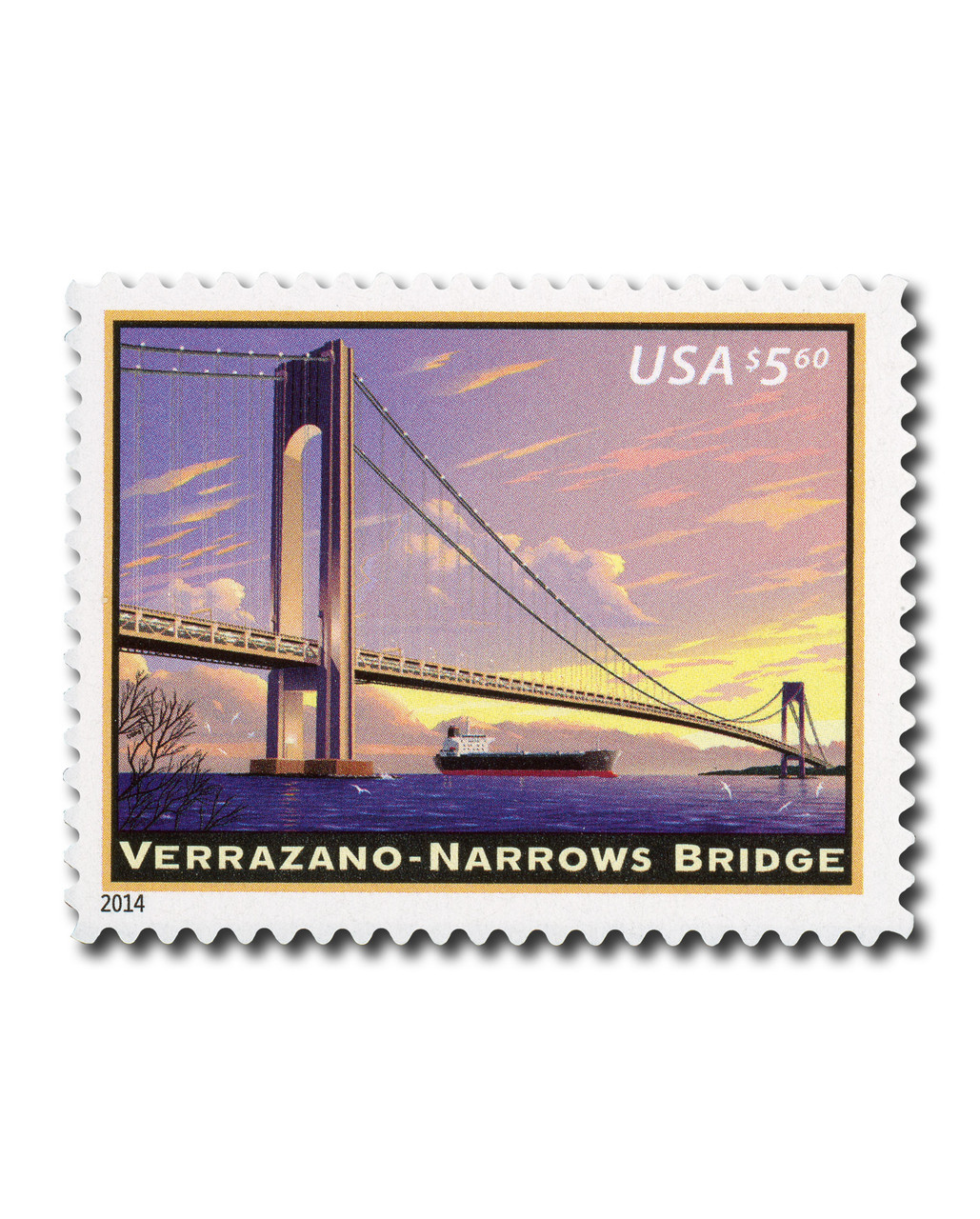 4872 - 2014 $5.60 Verrazano-Narrows Bridge, Priority Mail - Mystic