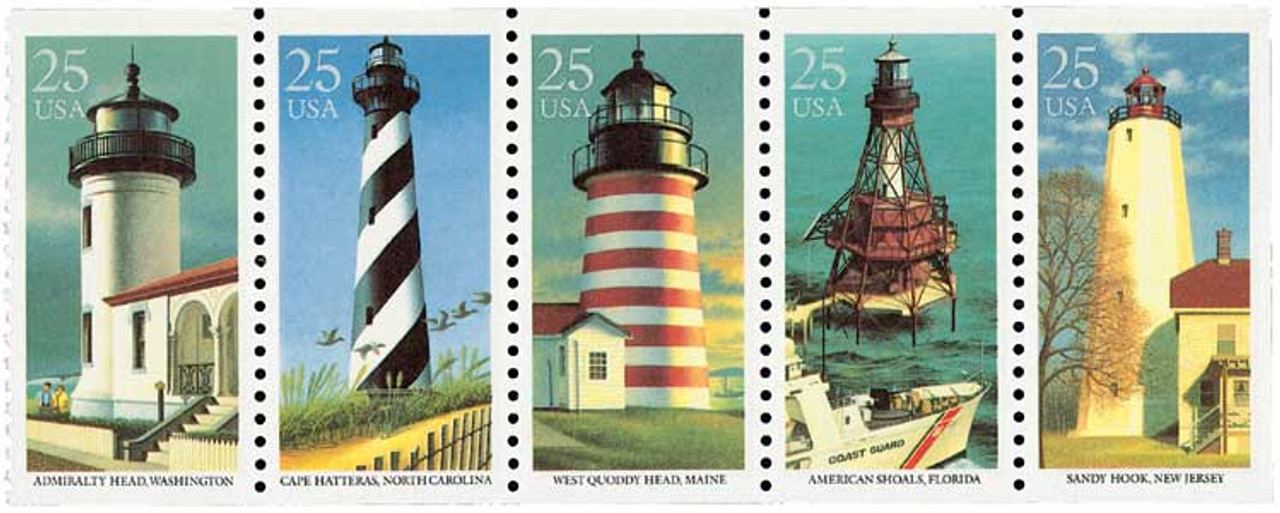 2470-74 - 1990 25c East Coast Lighthouses - Mystic Stamp Company