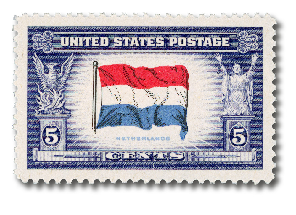 913 - 1943 5c Overrun Countries: Flag of Netherlands - Mystic