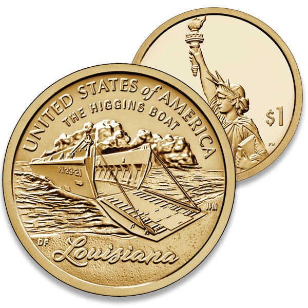 CAI037 -  2023 $1.00 American Innovation -The Higgins Boat, Louisiana, Denver Mint