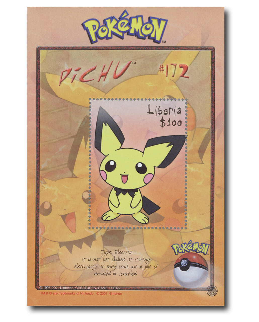 M7522 - 2001 Liberia Pokemon Pichu, S/S