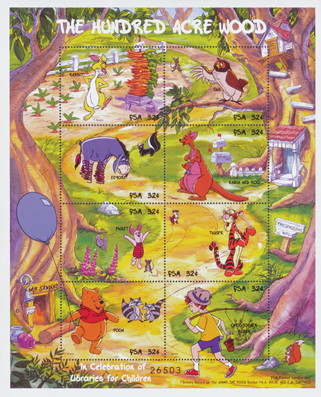MDS398A - Micronesia 1998 Winnie the Pooh 8 Stamps - Mystic