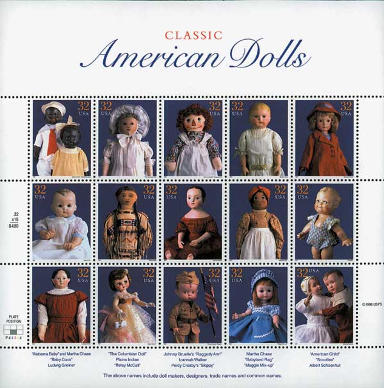 レトロ American doll 3151 - 1997 32c Classic American Dolls - Mystic Stamp Company