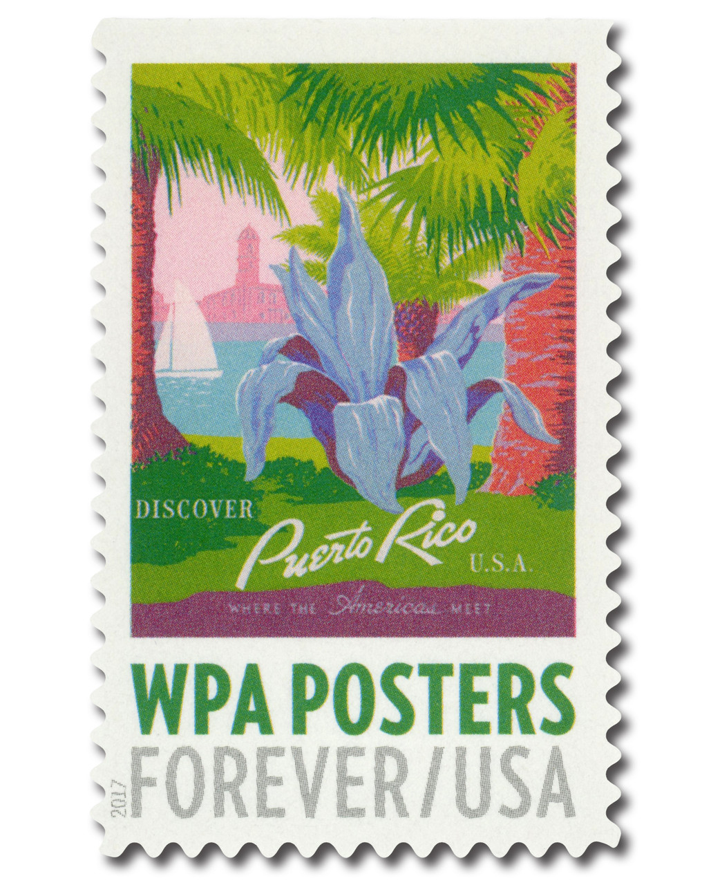 5183 - 2017 First-Class Forever Stamp - WPA Posters: Discover Puerto Rico, U.S.A.