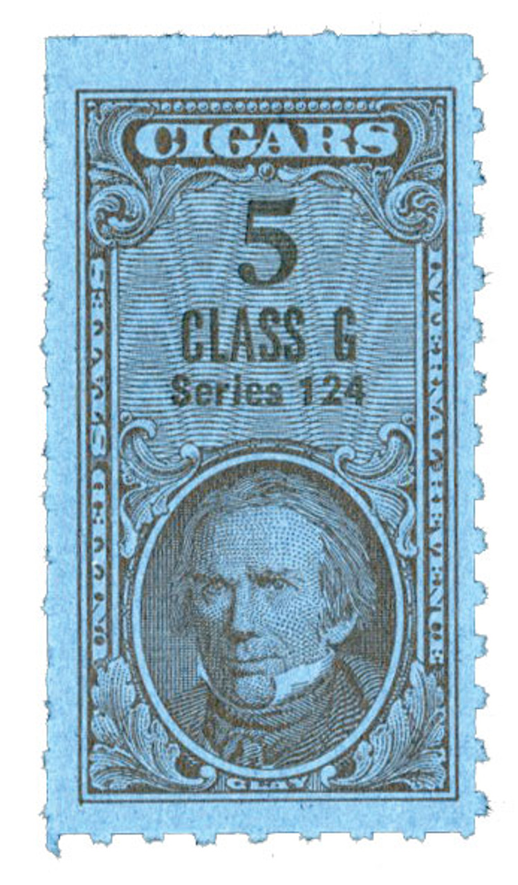 TC2582a - 1954, 5 Cigar Revenue Tax Stamps - Class G, Series 124