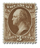 O74 - 1873 3c Treasury Department Official, Brown, Hard Paper