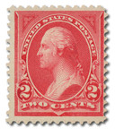 265 - 1895 2c Washington, Carmine, Double Line Watermark, Type I,  Perf. 12