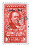 R453 - 1946 $10 U.S. Internal Revenue Stamp, Carmine