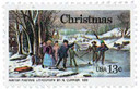 1702 - 1976 13c Currier's "Winter Pastime", Sharp Colors