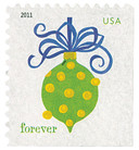 4582 - 2011 First-Class Forever Stamp - Holiday Baubles: Green and Yellow Spotted Ornament (ATM Booklet)