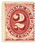 J23 - 1891 2c Postage Due Stamp - bright claret