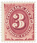 J24 - 1891 3c Postage Due Stamp - bright claret