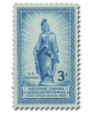 989 - 1950 3c National Capital Sesquicentennial: Statue of Freedom on Capitol Dome