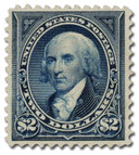 277 - 1895 $2 James Madison, Bright Blue, Double Line Watermark, Perf. 12