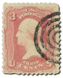 MA2140 - #64b, 1861 3c Washington, Rose Pink, Perf. 12, Bullseye Cancel